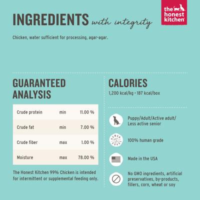 Show full view: The Honest Kitchen Meal Booster 99% Beef + Meal Booster 99% Chicken Wet Dog Food Topper slide 8 of 9
