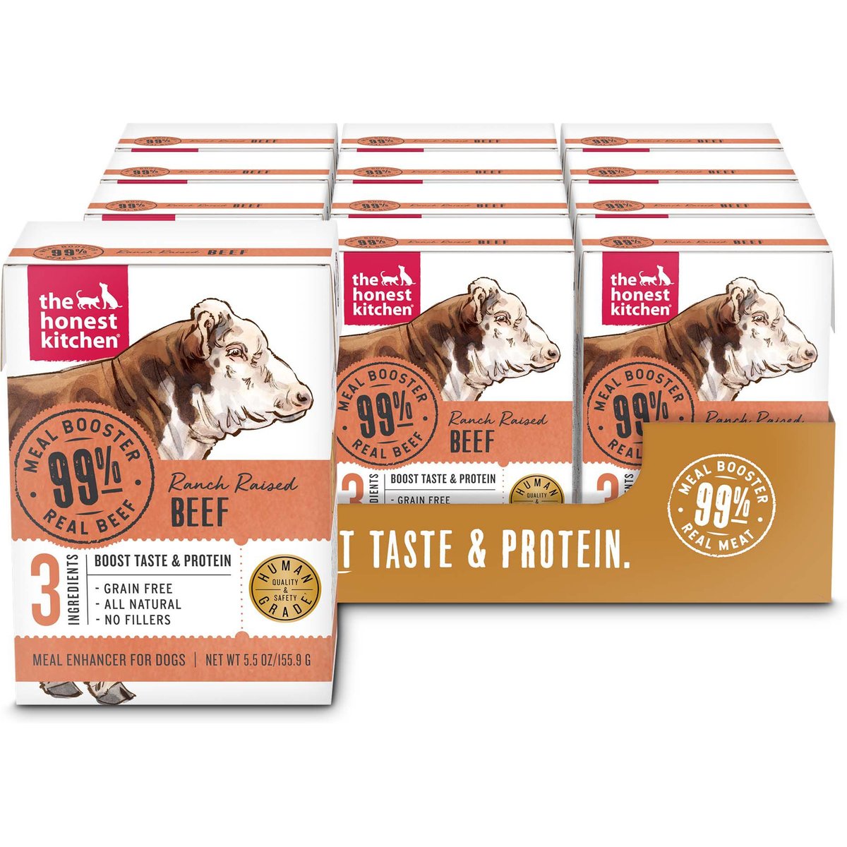 The Honest Kitchen Human Grade Meal Booster 99% Beef Wet Dog Food Topper, 5.5-oz, case of 12