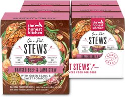 The Honest Kitchen Human Grade One Pot Stew Braised Beef & Lamb Stew with Green Beans & Sweet Potatoes Wet Dog Food, 10.5-oz bag, case of 6