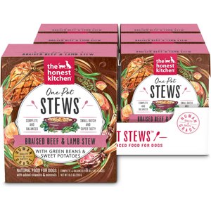 The Honest Kitchen Human Grade One Pot Stew Braised Beef & Lamb Stew with Green Beans & Sweet Potatoes Wet Dog Food, 10.5-oz bag, case of 6