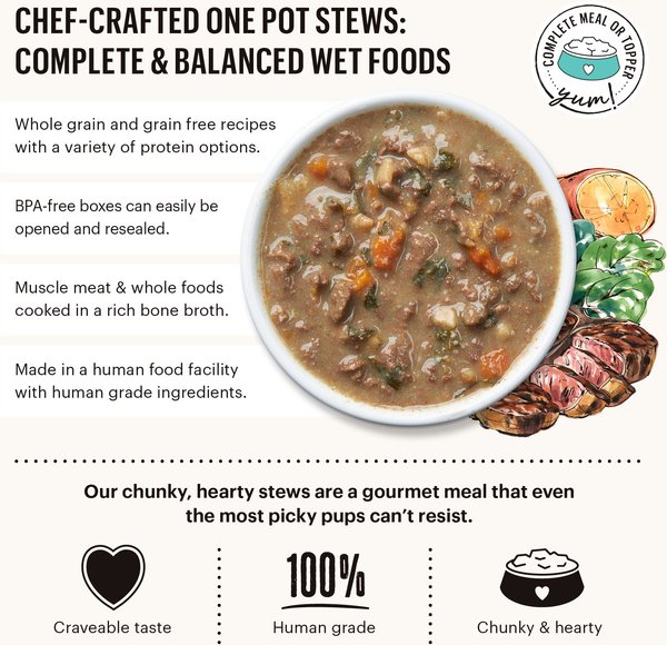 'The Honest Kitchen One Pot Stew Braised Beef & Lamb Stew with Green Beans & Sweet Potatoes Wet Dog Food, 10.5-oz bag, case of 6