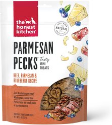 The Honest Kitchen Human Grade Parmesan Pecks Beef, Parmesan & Blueberry Recipe Dog Treats, 16-oz bundle
