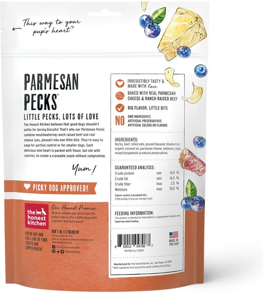 The Honest Kitchen Parmesan Pecks Beef, Parmesan & Blueberry Recipe Dog Treats