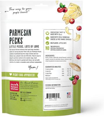 Show full view: The Honest Kitchen Human Grade Parmesan Pecks Chicken, Parmesan & Cranberry Recipe Dog Treats, 16-oz bundle slide 3 of 7
