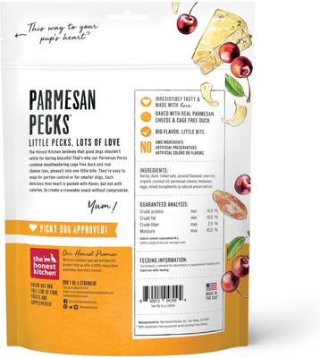 Show full view: The Honest Kitchen Human Grade Parmesan Pecks Duck, Parmesan & Cherry Recipe Dog Treats, 16-oz bundle slide 3 of 6
