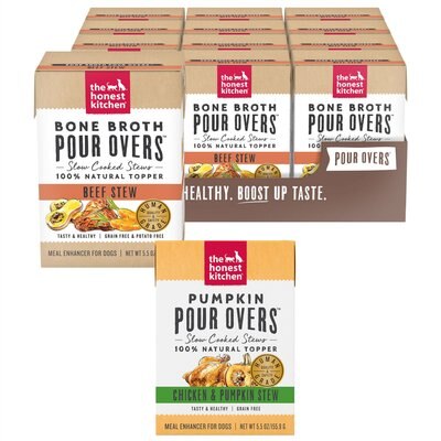 The Honest Kitchen The Honest Kitchen Pumpkin POUR OVERS Chicken & Pumpkin Stew + Bone Broth Beef Stew Wet Dog Food Topper