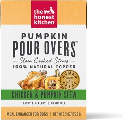 The Honest Kitchen Pumpkin POUR OVERS Chicken & Pumpkin Stew + Bone Broth Beef Stew Wet Dog Food Topper slide 2 of 9