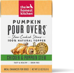 The Honest Kitchen Human Grade Pumpkin POUR OVERS Chicken & Pumpkin Stew Wet Dog Food Topper, 5.5-oz, case of 12