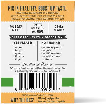 Show full view: The Honest Kitchen Human Grade Pumpkin POUR OVERS Chicken & Pumpkin Stew Wet Dog Food Topper, 5.5-oz, case of 12 slide 3 of 12