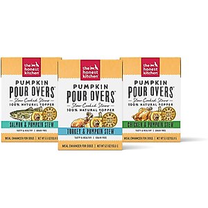 The Honest Kitchen Human Grade Pumpkin POUR OVERS Variety Pack Wet Dog Food Toppers, 5.5-oz, 3 pack