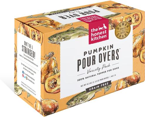 Show full view: The Honest Kitchen Human Grade Pumpkin POUR OVERS Variety Pack Wet Dog Food Toppers, 5.5-oz, 3 pack slide 3 of 9