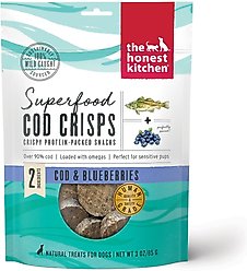 The Honest Kitchen Human Grade Superfood Cod Crisps Cod & Blueberry Dehydrated Dog Treats, 6-oz bundle