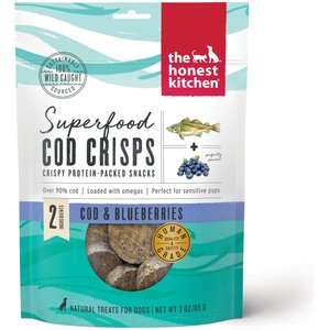 The Honest Kitchen Superfood Cod Crisps Cod & Blueberry Dehydrated Dog Treats, 3-oz bag, bundle of 2