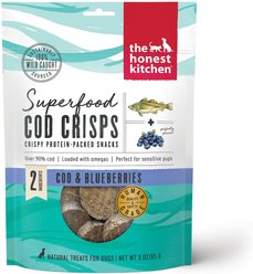 The Honest Kitchen Human Grade Superfood Cod Crisps Cod & Blueberry Dehydrated Dog Treats, 3-oz bag