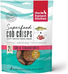 The Honest Kitchen Human Grade Superfood Cod Crisps Cod & Strawberry Dehydrated Dog Treats, 6-oz bundle
