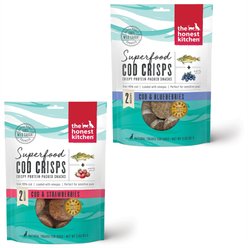 The Honest Kitchen Superfood Cod Crisps Cod & Strawberry + Superfood Cod Crisps Cod & Blueberry Dehydrated Dog Treats