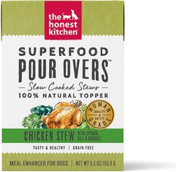 The Honest Kitchen Human Grade Superfood POUR OVERS Chicken Stew with Veggies Wet Dog Food Topper, 5.5-oz, case of 12