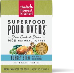 The Honest Kitchen Superfood POUR OVERS Turkey Stew with Veggies + Superfood POUR OVERS Chicken Stew with Veggies Wet Dog Food Topper slide 2 of 9