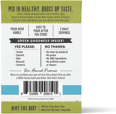 Show full view: The Honest Kitchen Human Grade Superfood POUR OVERS Turkey Stew with Veggies Wet Dog Food Topper, 5.5-oz, case of 12 slide 3 of 12