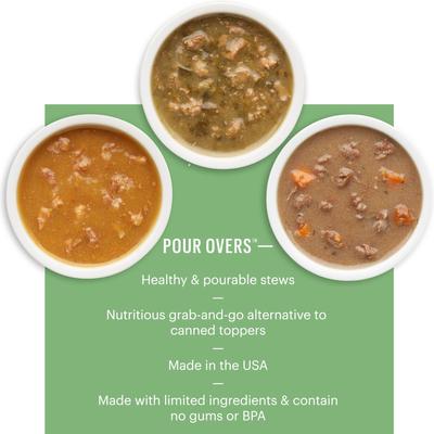 Show full view: The Honest Kitchen Superfood POUR OVERS Variety Pack Wet Dog Food Topper, 5.5-oz, 3 pack slide 4 of 9