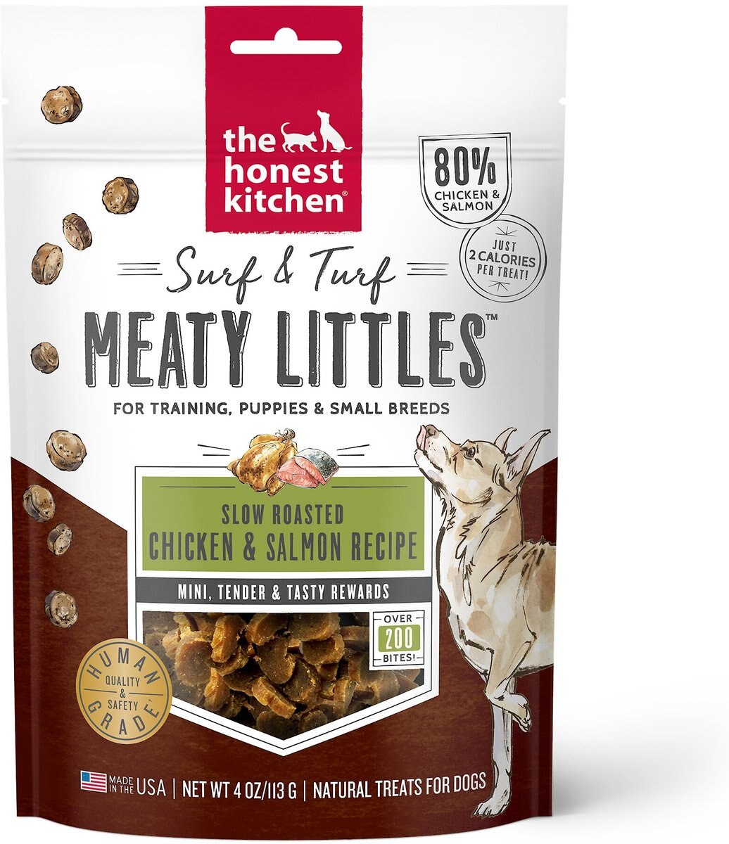 The Honest Kitchen Surf & Turf Meaty Littles Slow Roasted Chicken & Salmon Recipe Dog Treats, 4-oz bag