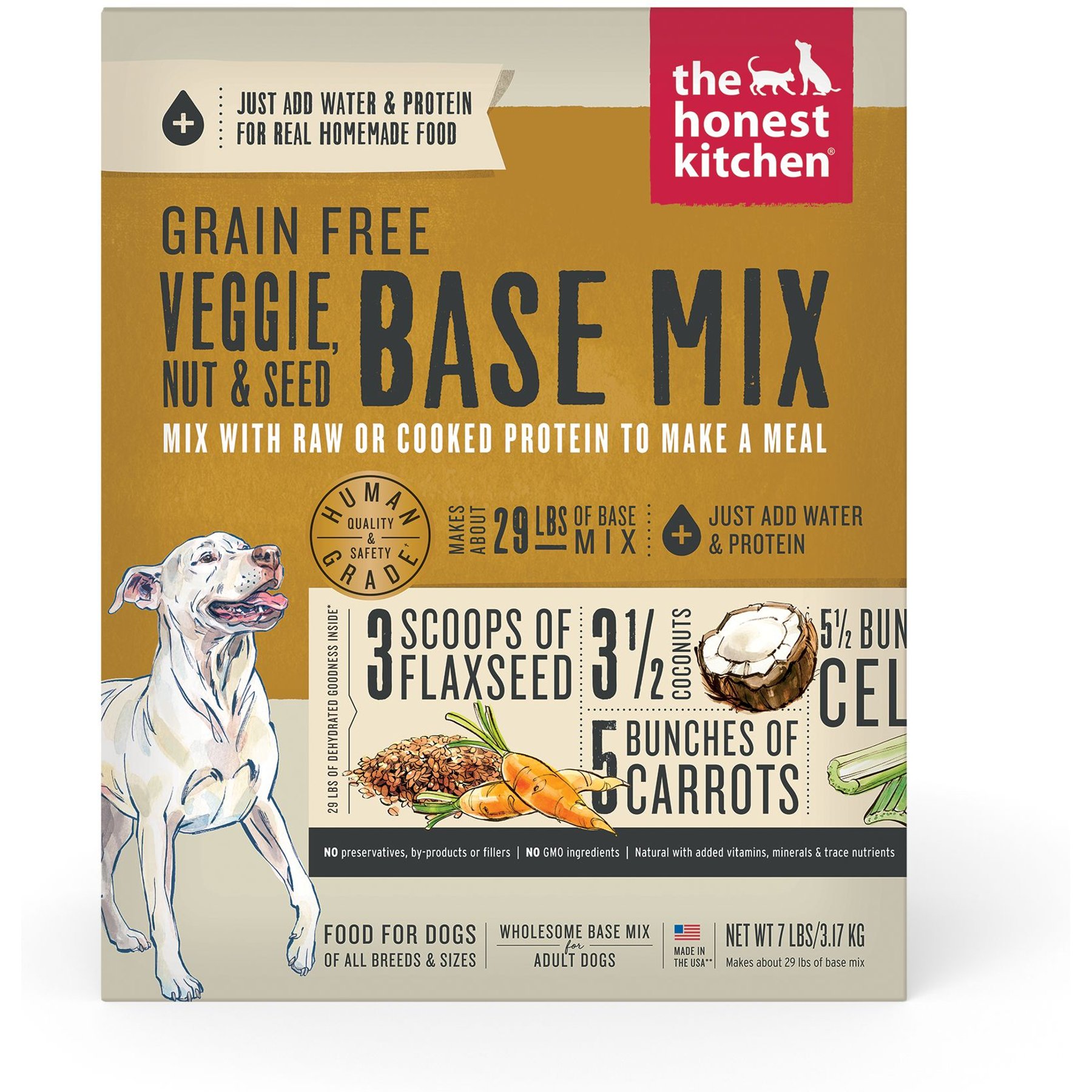 The Honest Kitchen Human Grade Veggie, Nut & Seed Grain-Free Dehydrated Dog Food Base Mix, 7-lb box