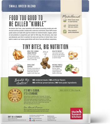 Show full view: The Honest Kitchen Whole Food Clusters Chicken Recipe Dry Food + Butcher Block Pate Turkey & Autumn Veggies Pate Wet Dog Food slide 3 of 9