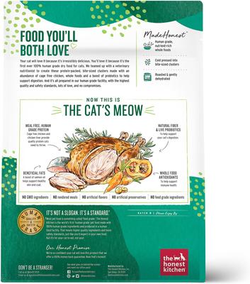 Show full view: The Honest Kitchen Human Grade Whole Food Clusters Grain-Free Chicken Dry Cat Food, 1-lb slide 3 of 9