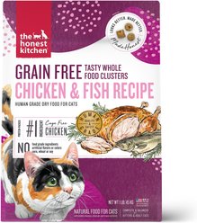 The Honest Kitchen Human Grade Whole Food Clusters Grain-Free Chicken & Fish Dry Cat Food, 1-lb