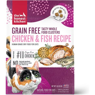 The Honest Kitchen The Honest Kitchen Human Grade Whole Food Clusters Grain-Free Chicken & Fish Dry Cat Food, 1-lb
