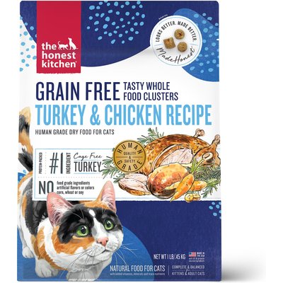 The Honest Kitchen The Honest Kitchen Human Grade Whole Food Clusters Grain-Free Turkey & Chicken Dry Cat Food, 1-lb bag