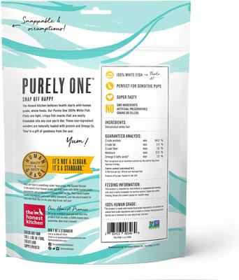 Show full view: The Honest Kitchen Human Grade Wishes Dehydrated White Fish Filets Dog Treats, 3-oz bag slide 3 of 12