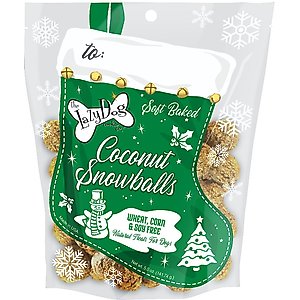 The Lazy Dog Cookie Co. Coconut Snowballs Stocking Dog Treats, 5-oz bag