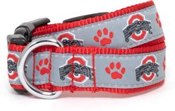 The License House Ohio State Athletic O Paw Print Dog Collar, Gray, Large