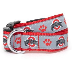 The License House Ohio State Athletic O Paw Print Dog Collar, Gray, Medium