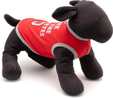 Show full view: The License House Ohio State Bark for Buckeyes Dog Shirt, Scarlet, X-Small slide 2 of 2