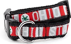 The License House Ohio State Colorblock Dog Collar, Scarlet/Gray, Large