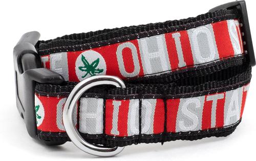 Show full view: The License House Ohio State Colorblock Dog Collar, Scarlet/Gray, Large slide 1 of 3
