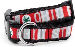 The License House Ohio State Colorblock Dog Collar, Scarlet/Gray, Small