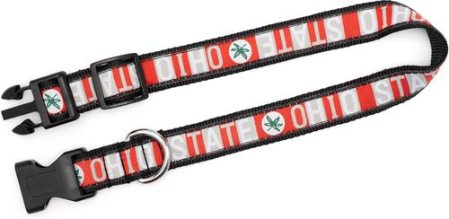 Show full view: The License House Ohio State Colorblock Dog Collar, Scarlet/Gray, Small slide 3 of 3