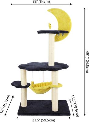 Show full view: THE LICKER STORE Aurora Modern 49-in 3-Tier Sisal Moon & Stars Cat Tree, Navy slide 3 of 10
