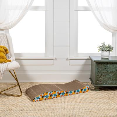 Show full view: THE LICKER STORE Eero Modern 32-in Cardboard Foldable Lounge Cat Scratcher with Catnip, Blue/Orange slide 10 of 10