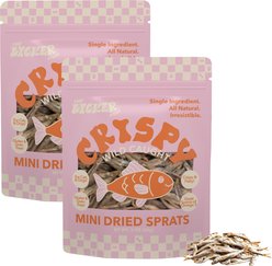 THE LICKER STORE Grain-Free Omega-3 Single Ingredient Crunchy Dried Baltic Sprats Gluten-Free Seafood Dehydrated Dog & Cat Treats, 3-oz bag, pack of 2