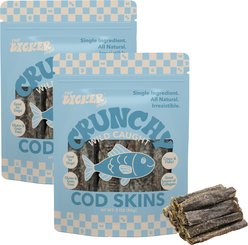 THE LICKER STORE Grain-Free Omega-3 Single Ingredient Crunchy Dried Cod Skin Gluten-Free Seafood Dehydrated Dog Treats, 3-oz bag, pack of 2