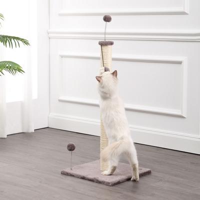 Show full view: THE LICKER STORE Rylie 38-in Farmhouse Sisal Pillar with Fuzzy Toys & Spring Balls Cat Scratching Post, Gray/Cream slide 8 of 9