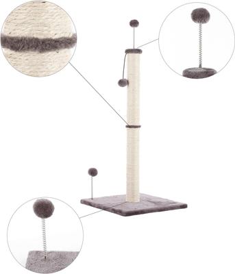 Show full view: THE LICKER STORE Rylie 38-in Farmhouse Sisal Pillar with Fuzzy Toys & Spring Balls Cat Scratching Post, Gray/Cream slide 6 of 9