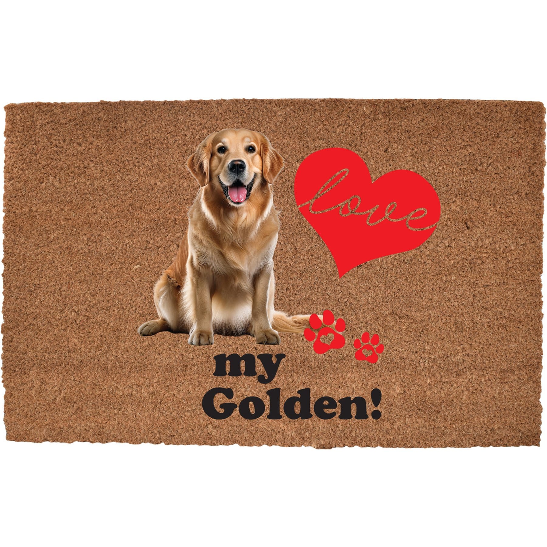 The Memory Company I Love My Golden Coir Door Pet Mat, 23 x 35-in