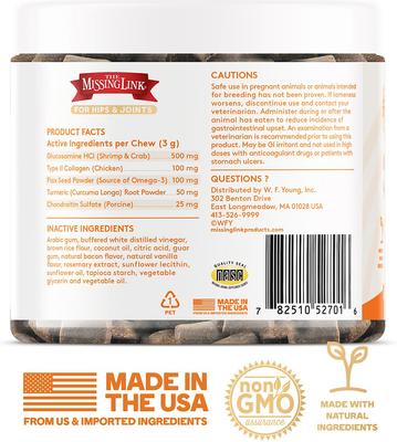 Show full view: The Missing Link Collagen Care Soft Chew Hip & Joint Supplement for Dogs, 60 count slide 3 of 9