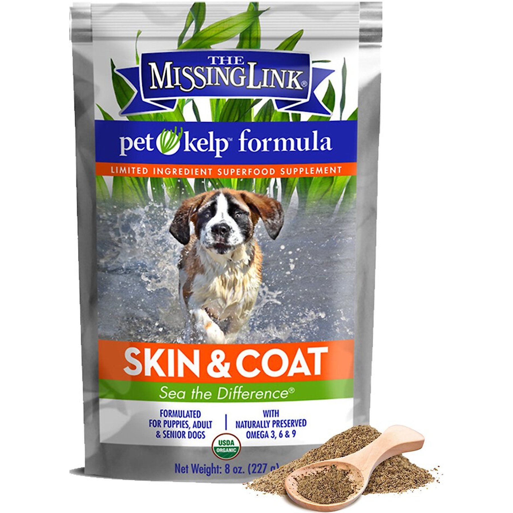 The Missing Link Pet Kelp Skin & Coat Dog Supplement, 8-oz bag
