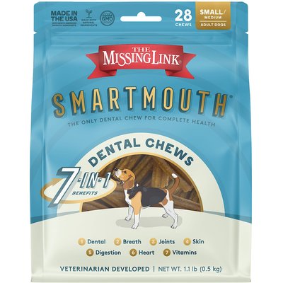 The Missing Link The Missing Link Smartmouth 7-in-1 Dental Chews for Small & Medium Dogs, 15 to 50-lbs, 28 count
